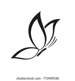 Vector illustration of butterfly with pattern on wing black 