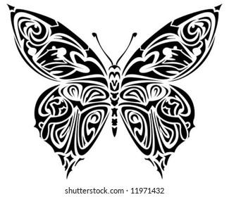 vector Illustration of butterfly, perfect as tattoo or for other design