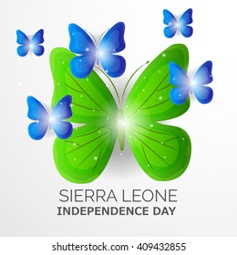 Vector illustration of a butterfly for Sierra Leone independence day .