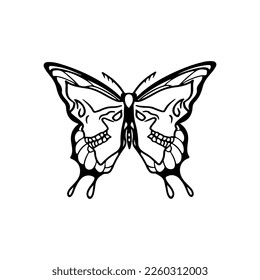ilustración vectorial de la mariposa con concepto de calavera