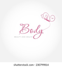 Vector illustration with Butterfly symbol. Logo design.  For beauty salon, spa center, health clinic