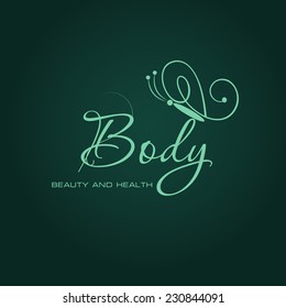 Vector Illustration With Butterfly Symbol. Logo Design.  For Beauty Salon, Spa Center, Health Clinic