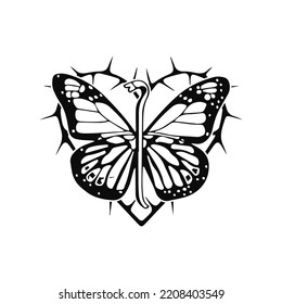 vector illustration of a butterfly with thorns