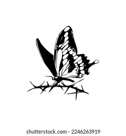 vector illustration of a butterfly with thorns