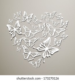 Vector Illustration of a Butterfly Valentines Background