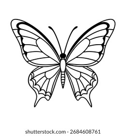 Ilustración vectorial de una mariposa de fondo blanco