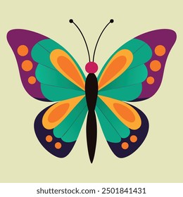 vector illustration of a butterfly with wide wings and a charming color. a colorful butterfly with a colorful pattern on it. Abstract Butterfly Wings. Exotic Moth Decor. Elegant Flying Insect.