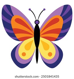 vector illustration of a butterfly with wide wings and a charming color. a colorful butterfly with a colorful pattern on it. Abstract Butterfly Wings. Exotic Moth Decor. Elegant Flying Insect.