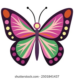 vector illustration of a butterfly with wide wings and a charming color. a colorful butterfly with a colorful pattern on it. Abstract Butterfly Wings. Exotic Moth Decor. Elegant Flying Insect.