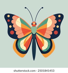 vector illustration of a butterfly with wide wings and a charming color. a colorful butterfly with a colorful pattern on it. Abstract Butterfly Wings. Exotic Moth Decor. Elegant Flying Insect.