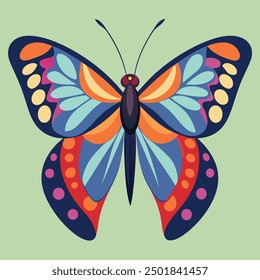 vector illustration of a butterfly with wide wings and a charming color. a colorful butterfly with a colorful pattern on it. Abstract Butterfly Wings. Exotic Moth Decor. Elegant Flying Insect.