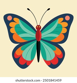 vector illustration of a butterfly with wide wings and a charming color. a colorful butterfly with a colorful pattern on it. Abstract Butterfly Wings. Exotic Moth Decor. Elegant Flying Insect.