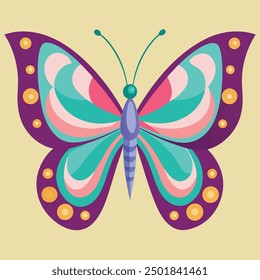 vector illustration of a butterfly with wide wings and a charming color. a colorful butterfly with a colorful pattern on it. Abstract Butterfly Wings. Exotic Moth Decor. Elegant Flying Insect.