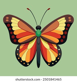 vector illustration of a butterfly with wide wings and a charming color. a colorful butterfly with a colorful pattern on it. Abstract Butterfly Wings. Exotic Moth Decor. Elegant Flying Insect.