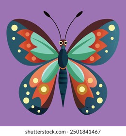 vector illustration of a butterfly with wide wings and a charming color. a colorful butterfly with a colorful pattern on it. Abstract Butterfly Wings. Exotic Moth Decor. Elegant Flying Insect.