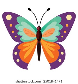 vector illustration of a butterfly with wide wings and a charming color. a colorful butterfly with a colorful pattern on it. Abstract Butterfly Wings. Exotic Moth Decor. Elegant Flying Insect.