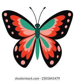 vector illustration of a butterfly with wide wings and a charming color. a colorful butterfly with a colorful pattern on it. Abstract Butterfly Wings. Exotic Moth Decor. Elegant Flying Insect.