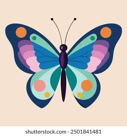 vector illustration of a butterfly with wide wings and a charming color. a colorful butterfly with a colorful pattern on it. Abstract Butterfly Wings. Exotic Moth Decor. Elegant Flying Insect.