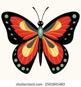 vector illustration of a butterfly with wide wings and a charming color. a colorful butterfly with a colorful pattern on it. Abstract Butterfly Wings. Exotic Moth Decor. Elegant Flying Insect.