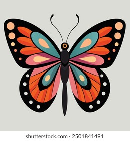 vector illustration of a butterfly with wide wings and a charming color. a colorful butterfly with a colorful pattern on it. Abstract Butterfly Wings. Exotic Moth Decor. Elegant Flying Insect.