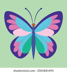 vector illustration of a butterfly with wide wings and a charming color. a colorful butterfly with a colorful pattern on it. Abstract Butterfly Wings. Exotic Moth Decor. Elegant Flying Insect.