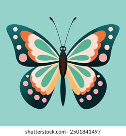 vector illustration of a butterfly with wide wings and a charming color. a colorful butterfly with a colorful pattern on it. Abstract Butterfly Wings. Exotic Moth Decor. Elegant Flying Insect.