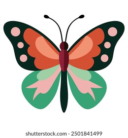 vector illustration of a butterfly with wide wings and a charming color. a colorful butterfly with a colorful pattern on it. Abstract Butterfly Wings. Exotic Moth Decor. Elegant Flying Insect.