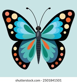 vector illustration of a butterfly with wide wings and a charming color. a colorful butterfly with a colorful pattern on it. Abstract Butterfly Wings. Exotic Moth Decor. Elegant Flying Insect.