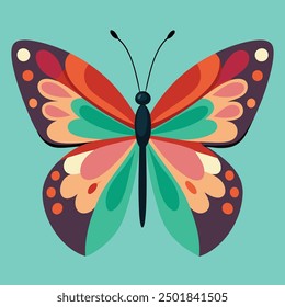 vector illustration of a butterfly with wide wings and a charming color. a colorful butterfly with a colorful pattern on it. Abstract Butterfly Wings. Exotic Moth Decor. Elegant Flying Insect.