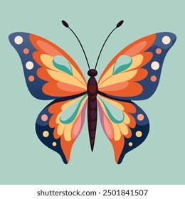 vector illustration of a butterfly with wide wings and a charming color. a colorful butterfly with a colorful pattern on it. Abstract Butterfly Wings. Exotic Moth Decor. Elegant Flying Insect.