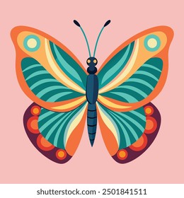 vector illustration of a butterfly with wide wings and a charming color. a colorful butterfly with a colorful pattern on it. Abstract Butterfly Wings. Exotic Moth Decor. Elegant Flying Insect.