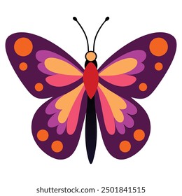 vector illustration of a butterfly with wide wings and a charming color. a colorful butterfly with a colorful pattern on it. Abstract Butterfly Wings. Exotic Moth Decor. Elegant Flying Insect.