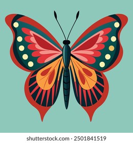 vector illustration of a butterfly with wide wings and a charming color. a colorful butterfly with a colorful pattern on it. Abstract Butterfly Wings. Exotic Moth Decor. Elegant Flying Insect.