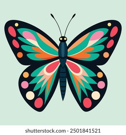 vector illustration of a butterfly with wide wings and a charming color. a colorful butterfly with a colorful pattern on it. Abstract Butterfly Wings. Exotic Moth Decor. Elegant Flying Insect.