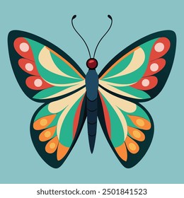 vector illustration of a butterfly with wide wings and a charming color. a colorful butterfly with a colorful pattern on it. Abstract Butterfly Wings. Exotic Moth Decor. Elegant Flying Insect.