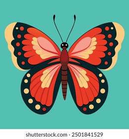 vector illustration of a butterfly with wide wings and a charming color. a colorful butterfly with a colorful pattern on it. Abstract Butterfly Wings. Exotic Moth Decor. Elegant Flying Insect.