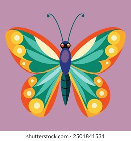 vector illustration of a butterfly with wide wings and a charming color. a colorful butterfly with a colorful pattern on it. Abstract Butterfly Wings. Exotic Moth Decor. Elegant Flying Insect.