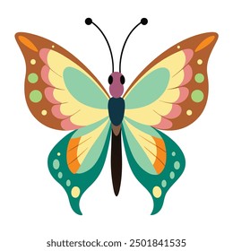 vector illustration of a butterfly with wide wings and a charming color. a colorful butterfly with a colorful pattern on it. Abstract Butterfly Wings. Exotic Moth Decor. Elegant Flying Insect.