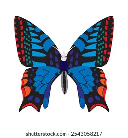 vector illustration of a butterfly with wide wings and a charming color. a colorful butterfly with a colorful pattern on it. Abstract Butterfly Wings. Exotic Moth Decor. Elegant Flying Insect.