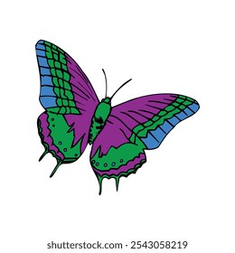 vector illustration of a butterfly with wide wings and a charming color. a colorful butterfly with a colorful pattern on it. Abstract Butterfly Wings. Exotic Moth Decor. Elegant Flying Insect.