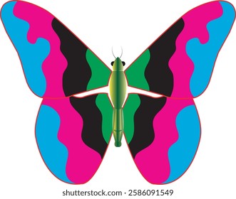 vector illustration of a butterfly with wide wings and a charming color. a colorful butterfly with a colorful pattern on it. Abstract Butterfly Wings. Exotic Moth Decor. Elegant Flying Insect.