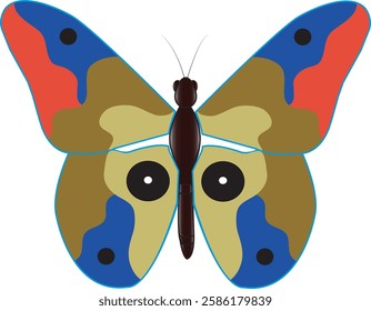 vector illustration of a butterfly with wide wings and a charming color. a colorful butterfly with a colorful pattern on it. Abstract Butterfly Wings. Exotic Moth Decor. Elegant Flying Insect.