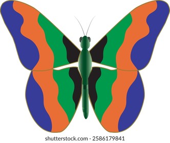 vector illustration of a butterfly with wide wings and a charming color. a colorful butterfly with a colorful pattern on it. Abstract Butterfly Wings. Exotic Moth Decor. Elegant Flying Insect.