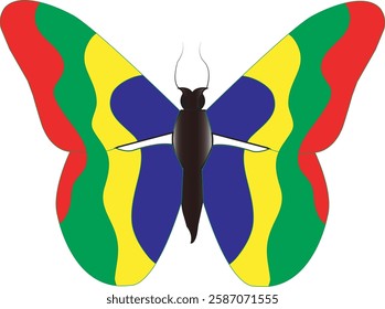 vector illustration of a butterfly with wide wings and a charming color. a colorful butterfly with a colorful pattern on it. Abstract Butterfly Wings. Exotic Moth Decor. Elegant Flying Insect.