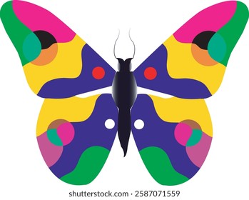 vector illustration of a butterfly with wide wings and a charming color. a colorful butterfly with a colorful pattern on it. Abstract Butterfly Wings. Exotic Moth Decor. Elegant Flying Insect.