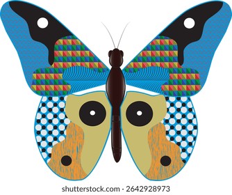 vector illustration of a butterfly with wide wings and a charming color. a colorful butterfly with a colorful pattern on it. Abstract Butterfly Wings. Exotic Moth Decor. Elegant Flying Insect. 