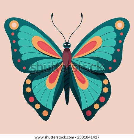 vector illustration of a butterfly with wide wings and a charming color. a colorful butterfly with a colorful pattern on it. Abstract Butterfly Wings. Exotic Moth Decor. Elegant Flying Insect.