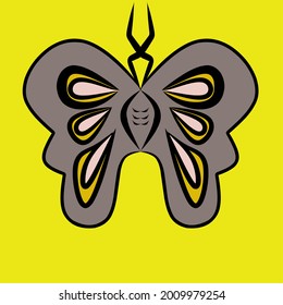 Vector illustration of butterfly with yellow background can be for tattoo