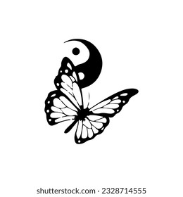 vector illustration of a butterfly with yin yang concept