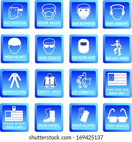 Vector illustration of button blue safety signs